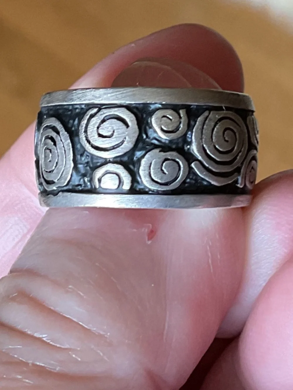 NWOT Solid Sterling Silver 925 Greek Design Wide Ring Size US 6.75